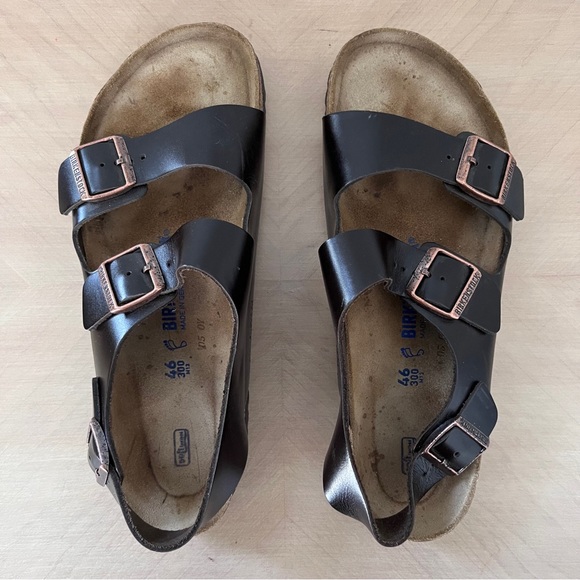 Birkenstock Men's Milano Buckle Sandals Leather Cork Size 13 - Picture 2 of 8